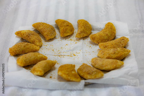 Traditional snack known as risoles, stuffed with minced meat and fried photo