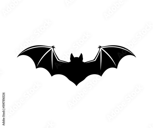 Halloween bat set. Black silhouette Halloween bat vector illustration