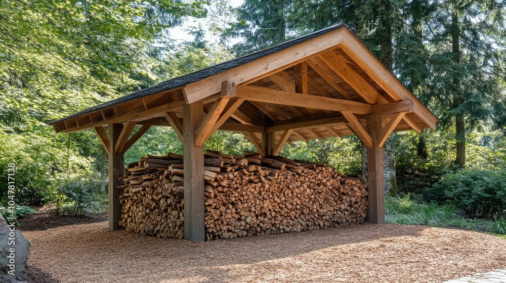Rustic Wood Shed Surrounded by Lush Greenery Rustic Wood Shed Surrounded by Lush Greenery