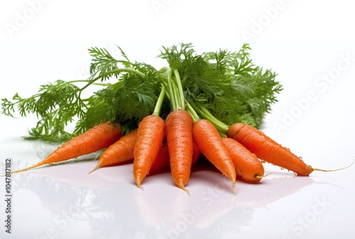 bunch of fresh carrots over white background