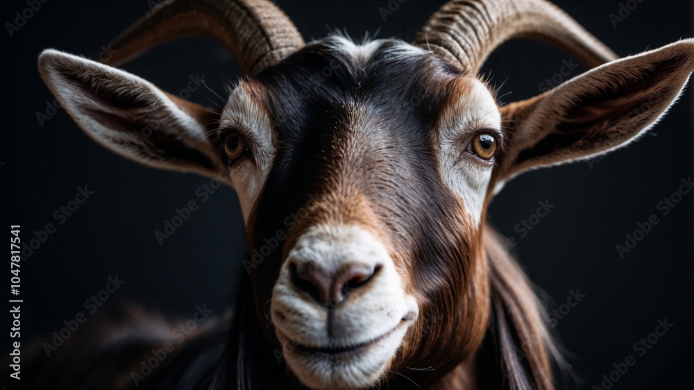 Fototapeta premium charming goat in dark room professional photo