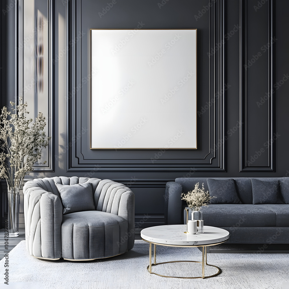 Frame mockup, ISO A paper size. Living room wall poster mockup. Interior mockup with house background. Modern interior design. 3D render Frame mockup, ISO A paper size. Living room wall poster mockup. Interior mockup with house background. Modern interior design. 3D render