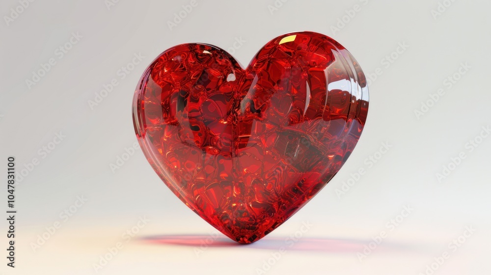 Red Crystal Heart with Intricate Pattern Red Crystal Heart with Intricate Pattern