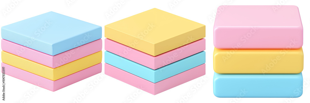Colorful Stacked Shapes isolated on transparent background Colorful Stacked Shapes isolated on transparent background