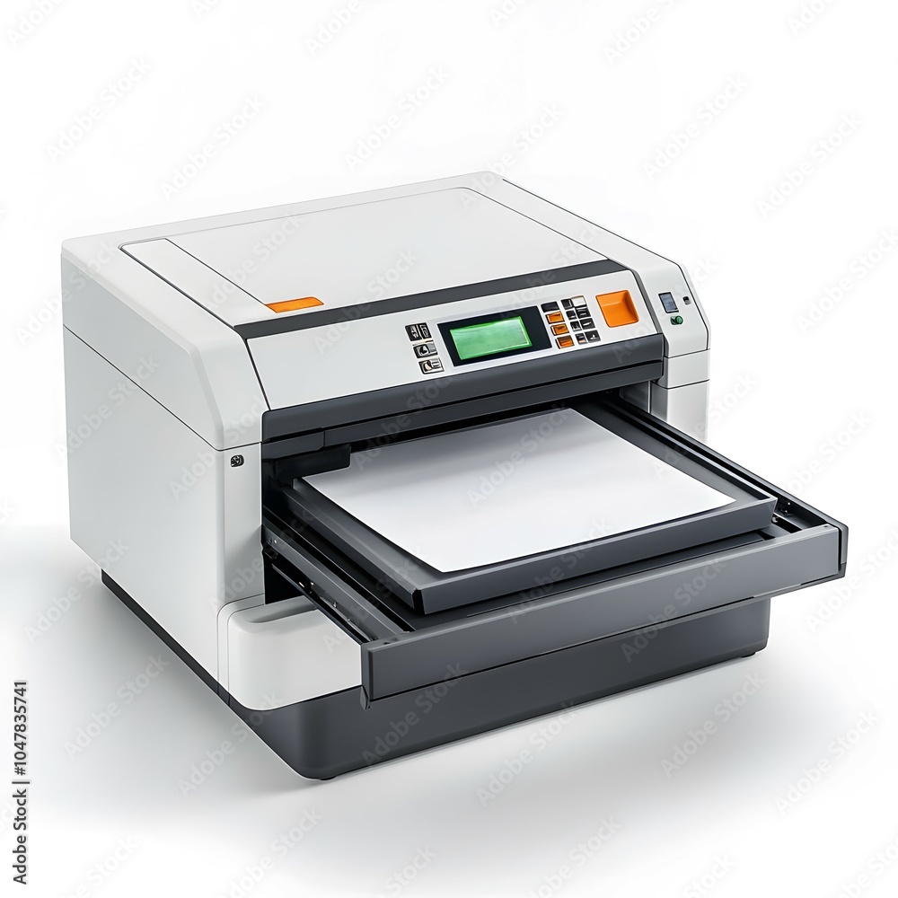 Modern Office Printer with Paper Tray Open Ready to Print Modern Office Printer with Paper Tray Open Ready to Print