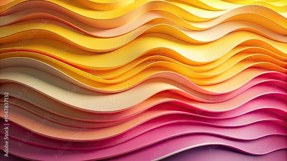 Abstract render with paper waves in yellow and pink gradient, render, abstract, minimal, background, paper waves Abstract render with paper waves in yellow and pink gradient, render, abstract, minimal, background, paper waves