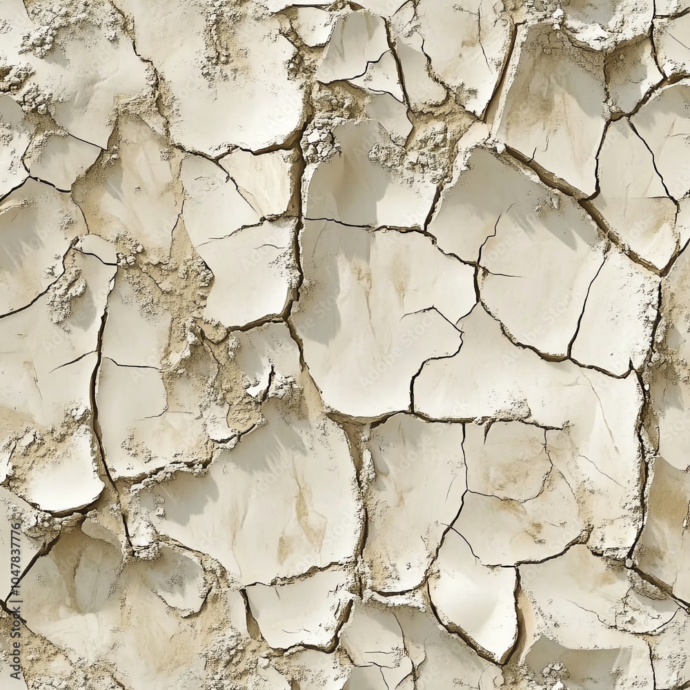 Cracked dry earth texture, representing drought or desertification in natural environments.