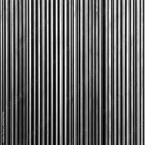 Close-up of corrugated metal texture with vertical lines creating an industrial pattern.