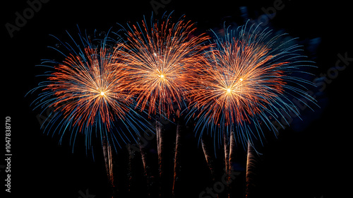 Vibrant Colorful Fireworks Bursting Across a Dark Night Sky in a Spectacular Display