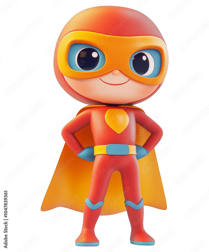 Fototapeta premium Cute Superhero Illustration with Transparent Background, Ideal for Kids? Designs and Fun Projects