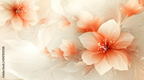 Elegant Floral Vector Design Featuring Soft Hues and Graceful Leaves