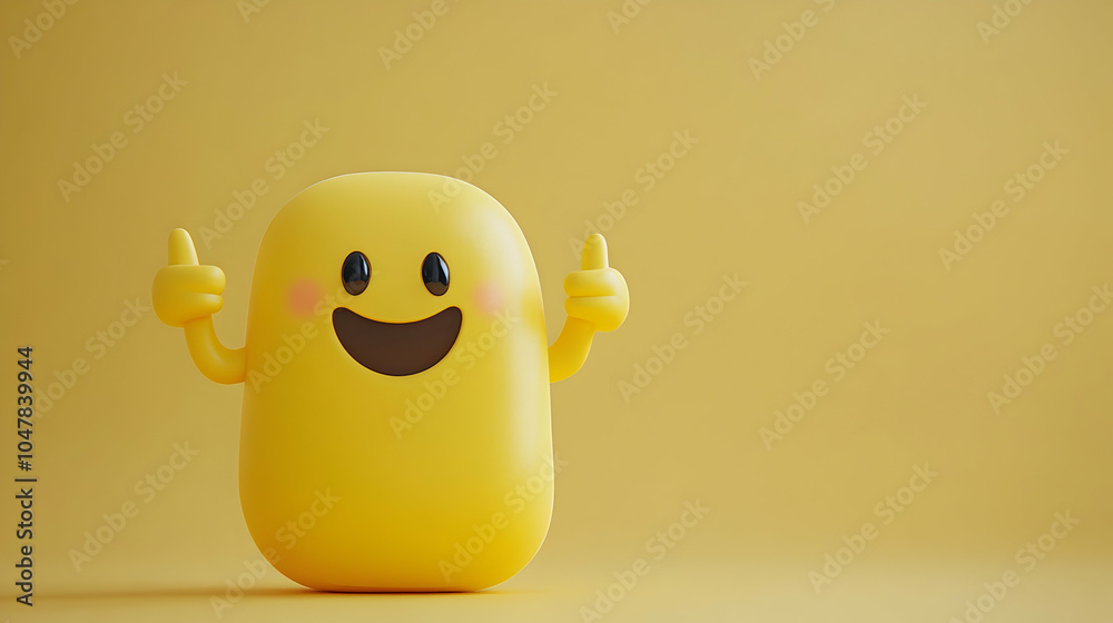 Cheerful Cartoon Character with Smartphone Giving a Thumbs-Up Gesture Radiating Positivity Cheerful Cartoon Character with Smartphone Giving a Thumbs-Up Gesture Radiating Positivity