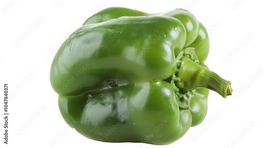 A Single Green Bell Pepper Isolated on White A Single Green Bell Pepper Isolated on White