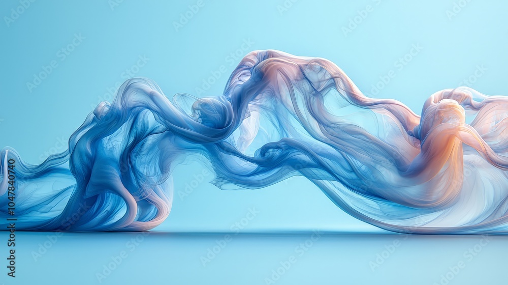 Abstract flowing waves of blue and pink hues against a light background. Abstract flowing waves of blue and pink hues against a light background.