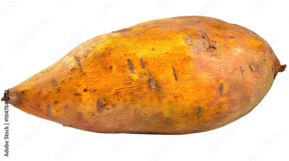 A Single Raw Yellow Sweet Potato Isolated on a White Background A Single Raw Yellow Sweet Potato Isolated on a White Background
