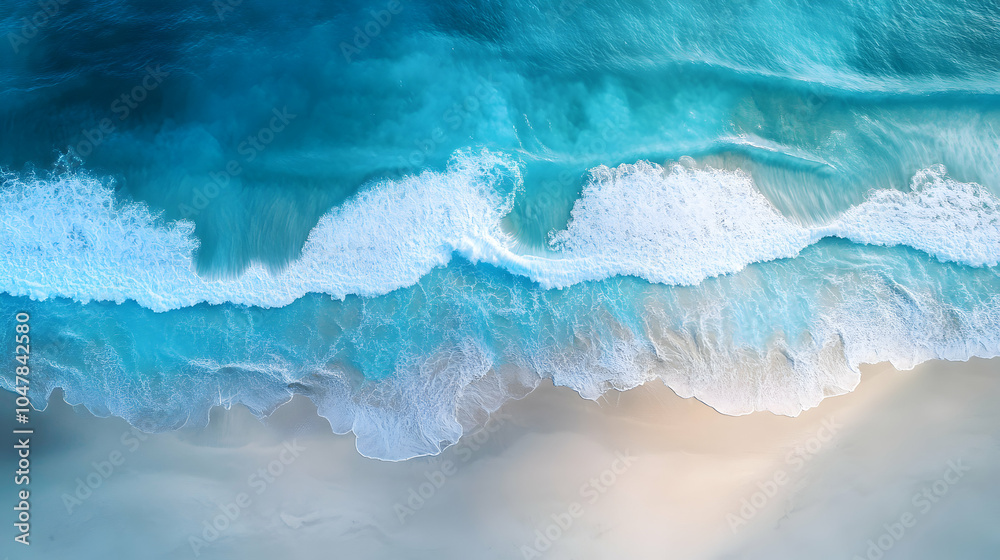 Soft Water Waves on a Blue Sea Surface - Aerial Top View Capturing Tranquil Ocean Scene Soft Water Waves on a Blue Sea Surface - Aerial Top View Capturing Tranquil Ocean Scene