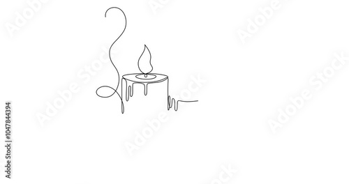 Advent candles and branches of the Christmas tree, online artistic animation in the form of a single continuous line in minimalism, continuous contour movement, video drawing lines in 4k format