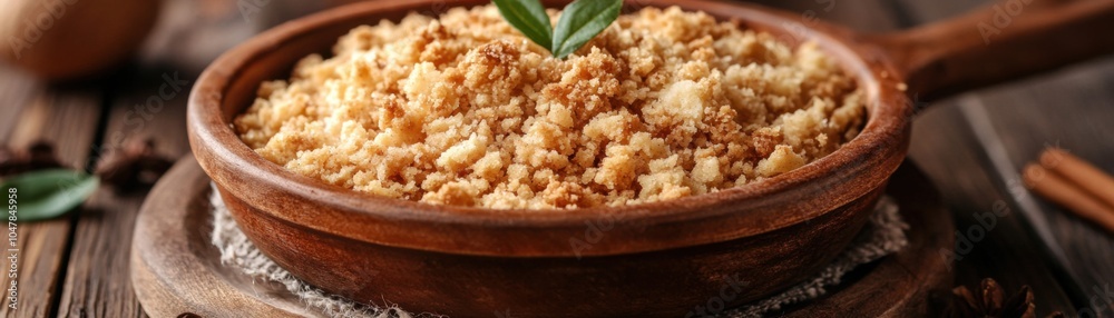 Warm Golden Dessert Crumble in Rustic Skillet, Easy Recipe, Delicious Comfort Food, Perfect for Fall Warm Golden Dessert Crumble in Rustic Skillet, Easy Recipe, Delicious Comfort Food, Perfect for Fall