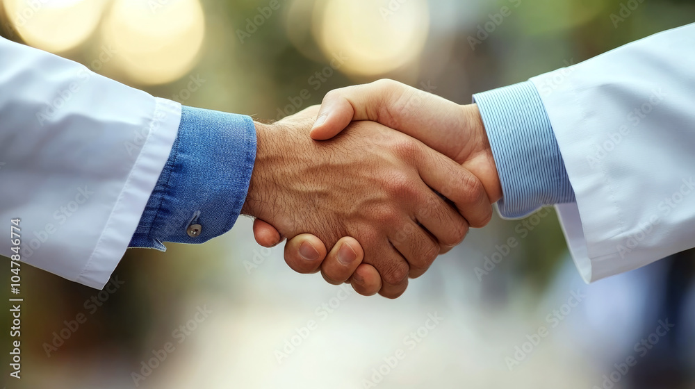 Two individuals in professional attire exchange a handshake outdoors. Concept is partnership and collaboration. For business or teamwork illustrations. Two individuals in professional attire exchange a handshake outdoors. Concept is partnership and collaboration. For business or teamwork illustrations.