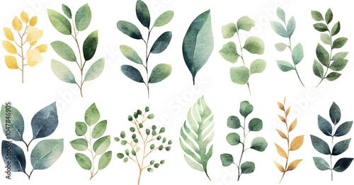 set of green branches