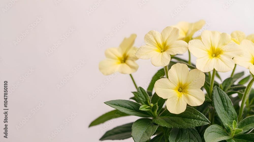 Obraz premium A serene plant featuring delicate yellow flowers against a soft background, showcasing nature's beauty and tranquility.