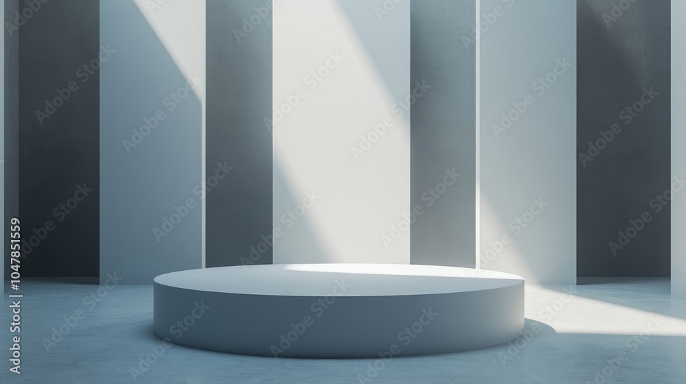 Minimalist Cylindrical Platform with Light and Shadow in a Modern Interior Minimalist Cylindrical Platform with Light and Shadow in a Modern Interior