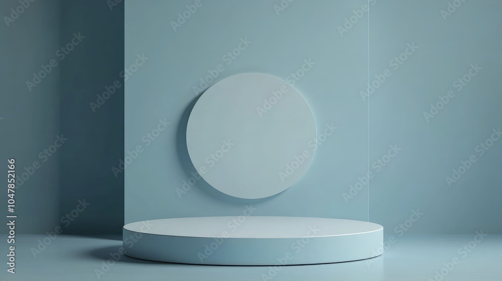 Minimalist Blue Platform with a Circular Shape