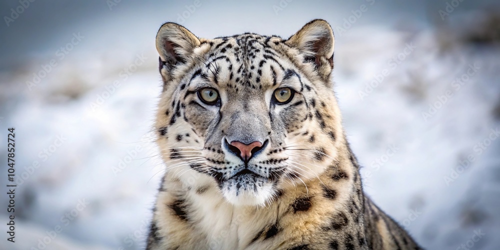 Symmetrical nature photography of a robot snow leopard showing elegance Symmetrical nature photography of a robot snow leopard showing elegance