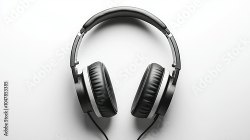 Black and Gray Headphones on White Background