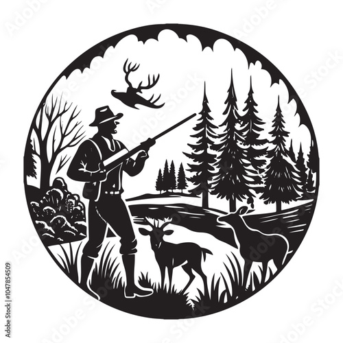 hunting vector silhouette design