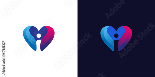 Heart and people logo. people care logo design. Abstract letter i logo icon. Geometrical abstract logo. Icon design. Logo Design for business of modern, luxury, elegant, simple.