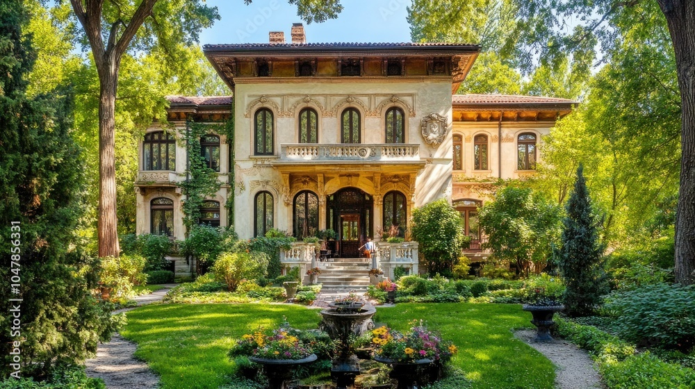 Obraz premium Stunning Italianate Exterior View of a Grand Home