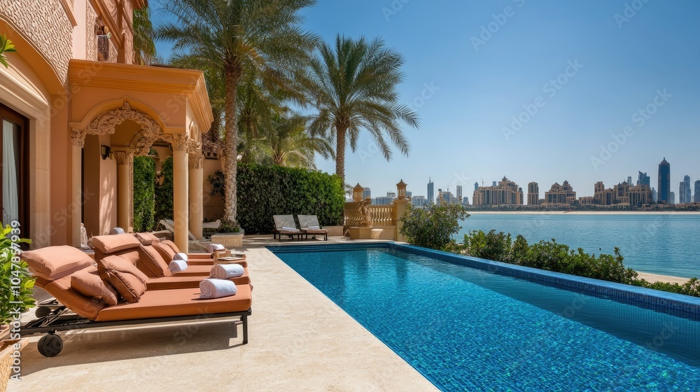 Obraz premium Luxurious Private Swimming Pool with Scenic View