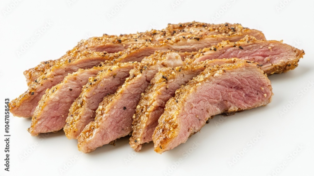 Sliced Smoked Pork Meat on White Background Sliced Smoked Pork Meat on White Background