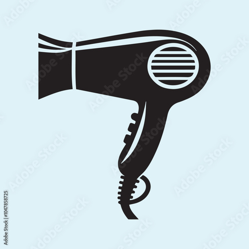 Hair dryer logo vector, Hair dryer silhouette vector icon black and white