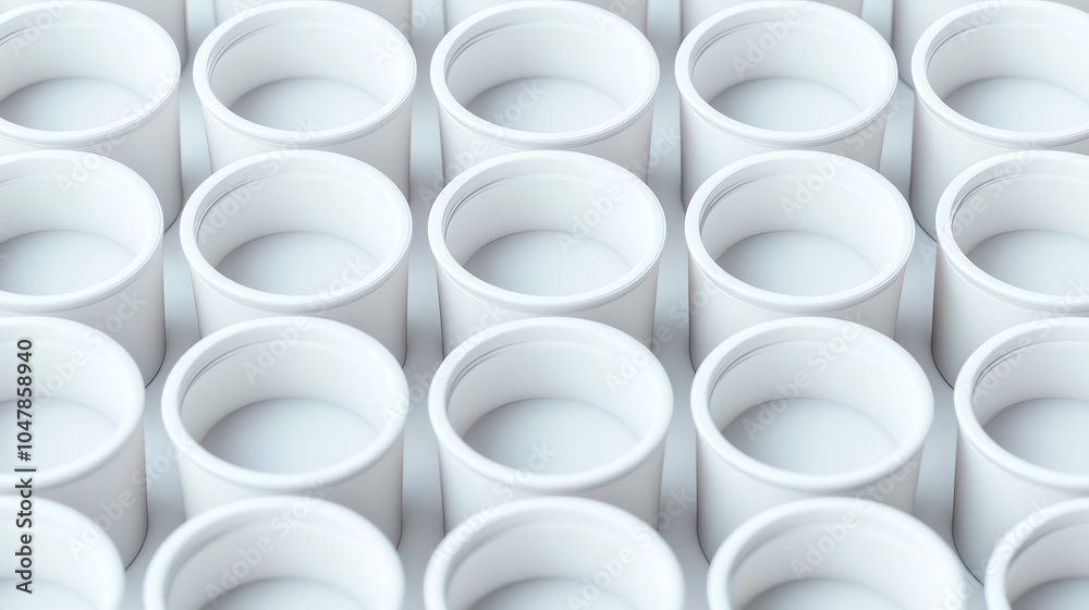 Close-up of gray, empty cylindrical tubes arranged in a uniform pattern, creating an industrial aesthetic. Perfect for backgrounds or product designs. Close-up of gray, empty cylindrical tubes arranged in a uniform pattern, creating an industrial aesthetic. Perfect for backgrounds or product designs.