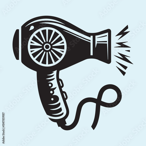 Hair dryer logo vector, Hair dryer silhouette vector icon black and white