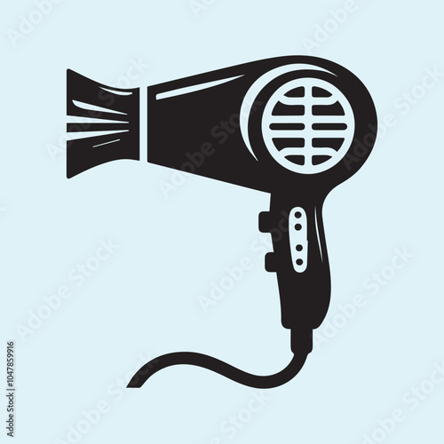 Hair dryer logo vector, Hair dryer silhouette vector icon black and white