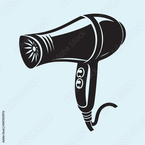 Hair dryer logo vector, Hair dryer silhouette vector icon black and white