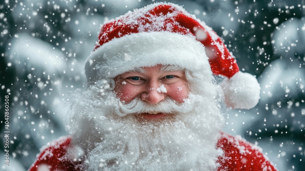 Cheerful Santa Claus in a Winter Wonderland