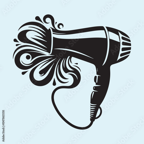 Hair dryer logo vector, Hair dryer silhouette vector icon black and white