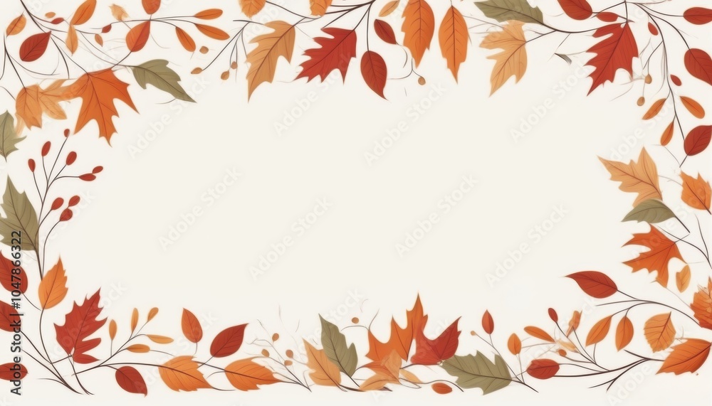 Ein herbstlicher Rahmen aus Blättern in warmen Orange-, Rot- und Grüntönen auf hellem Hintergrund, Textfreiraum in der Mitte. Perfekt für Einladungen, Grüße oder saisonale Botschaften. Generative KI Ein herbstlicher Rahmen aus Blättern in warmen Orange-, Rot- und Grüntönen auf hellem Hintergrund, Textfreiraum in der Mitte. Perfekt für Einladungen, Grüße oder saisonale Botschaften. Generative KI