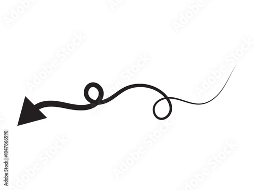 wavy curved Long arrow icon. long line arrow vector. flat style Arrow symbol. arrow on a white background. vector illustration.