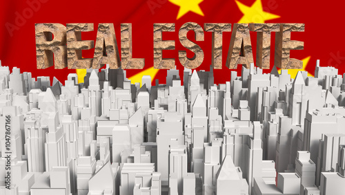 The china real estate for property crisis concept 3d rendering.