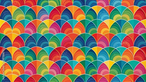 seamless pattern with colorful circles, generative ai, ai generated, ai