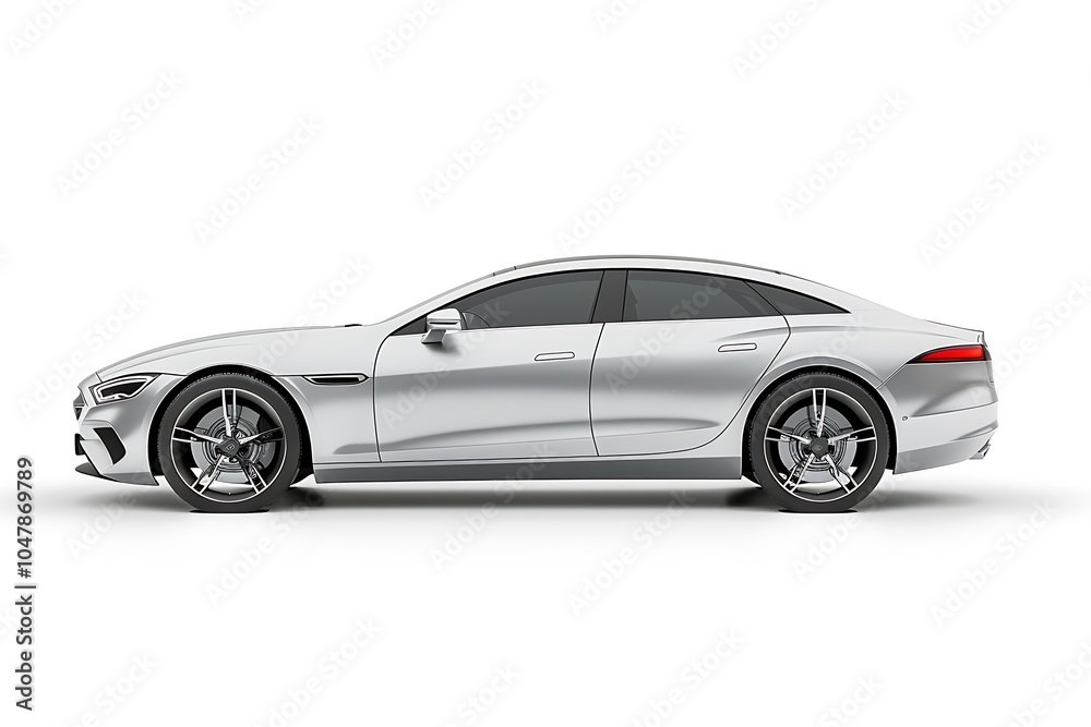 Fototapeta premium Silver car on white background