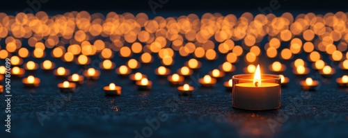 Temple entrance glowing with hundreds of lamps, peaceful Festival of Lights scene photo