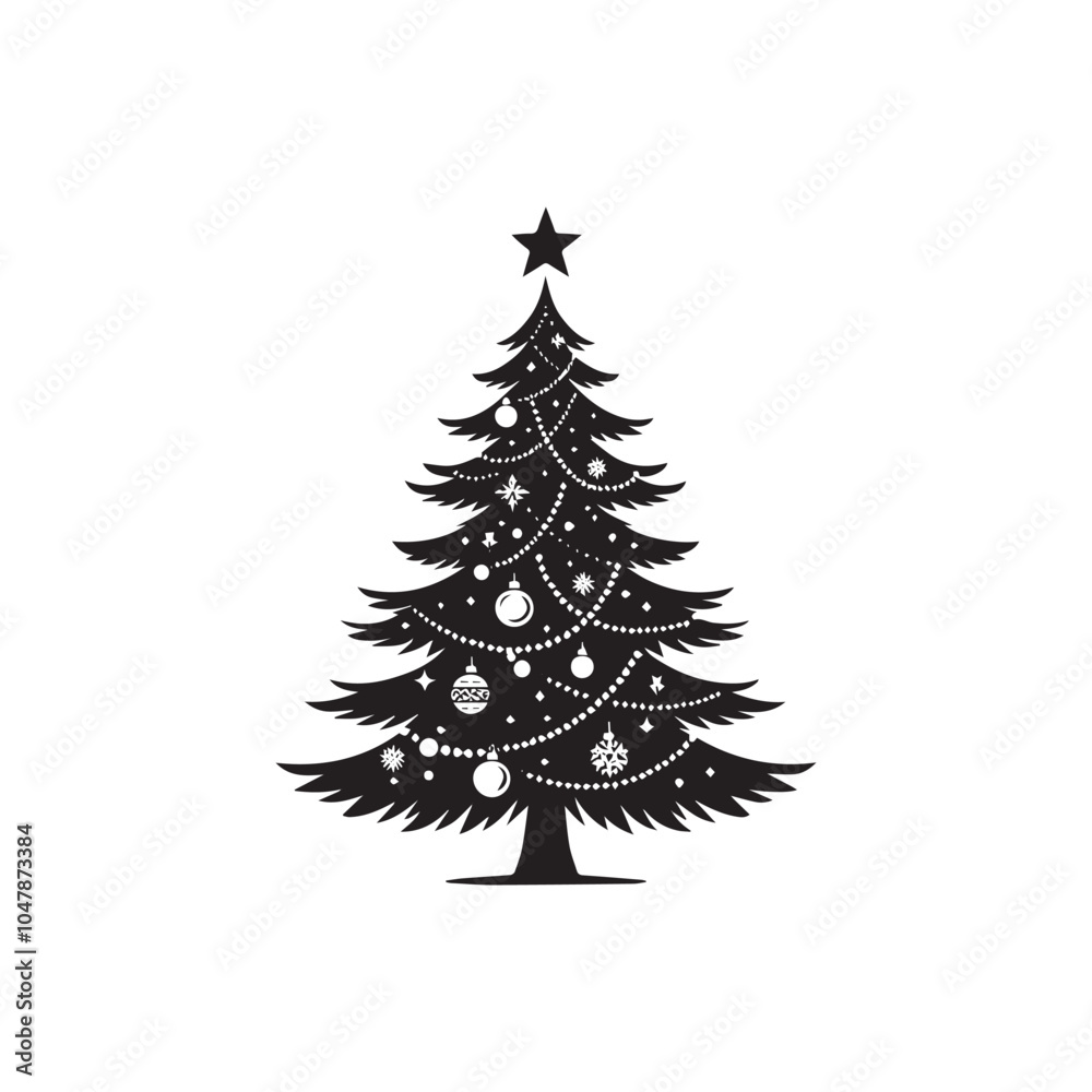 Obraz premium Christmas tree silhouette vector design art illustration