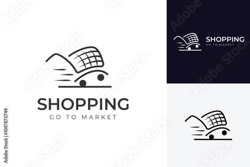 Fast shop logo icon design with fast shopping cart graphic concept for Online Shopping vector logo element symbol