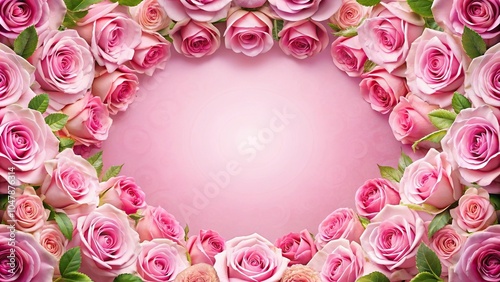 Symmetrical pink rose flowers creating a romantic background